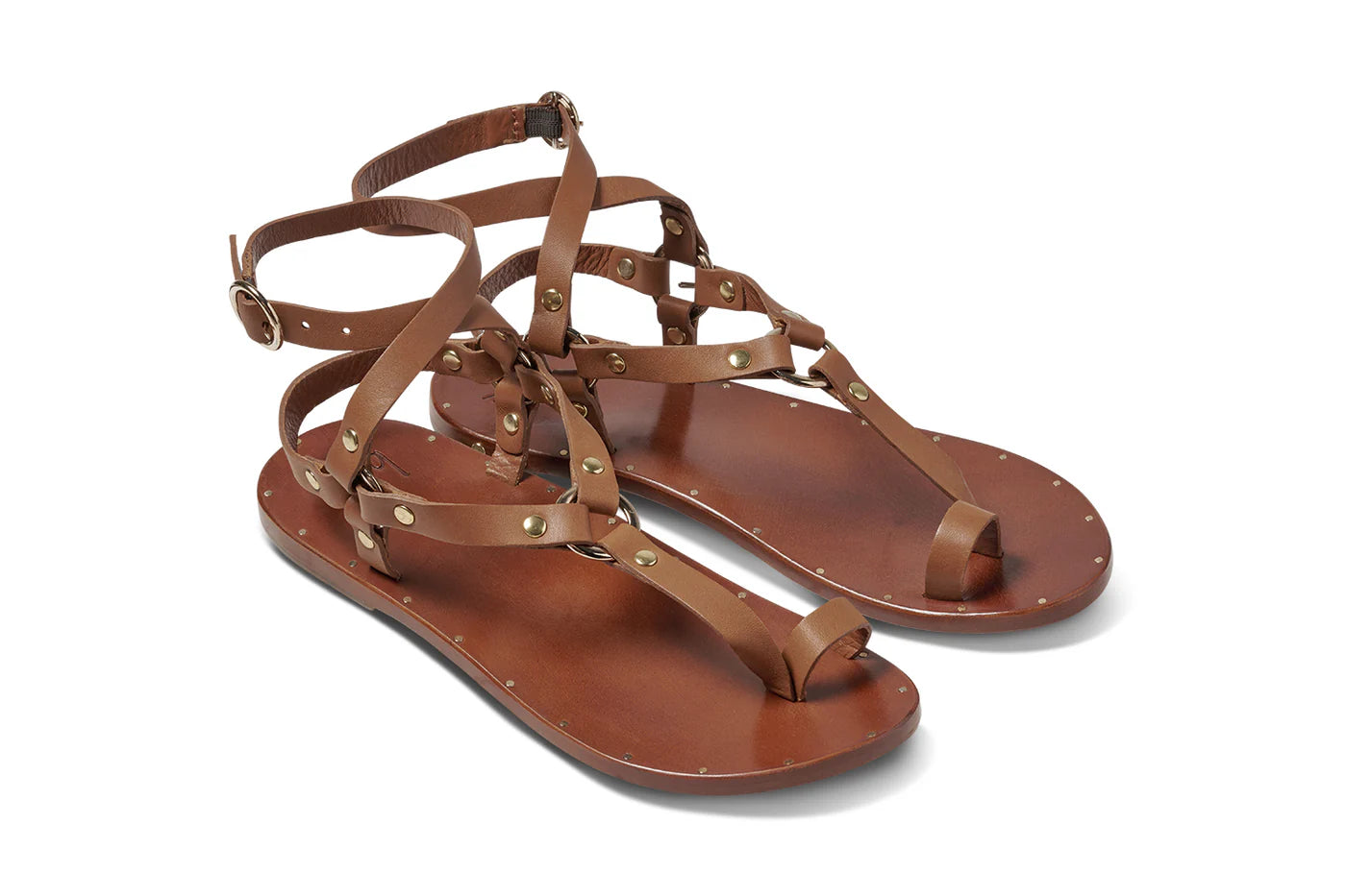 Lark Leather Ankle Strap Toe Ring Sandal