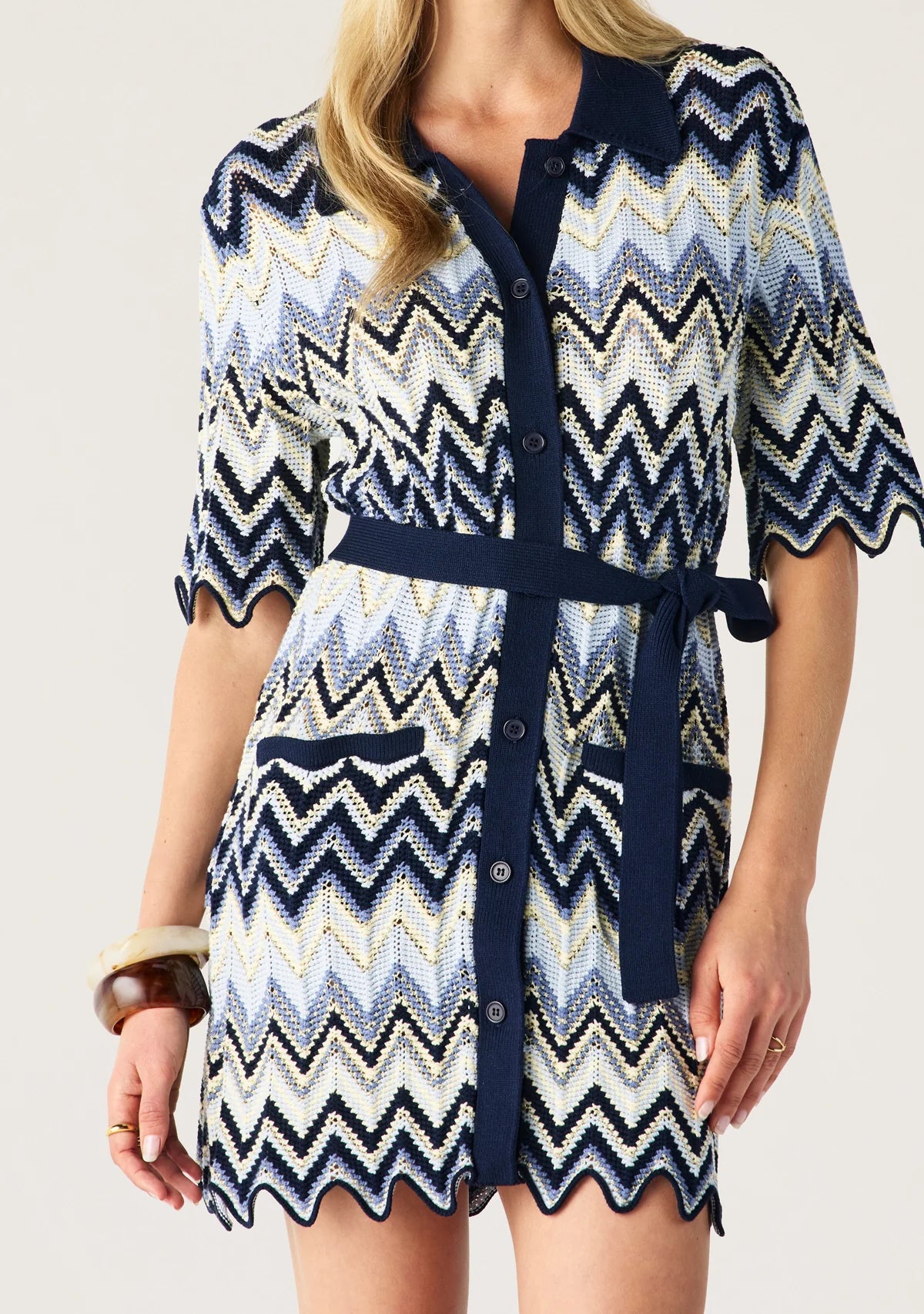 Pulse Knit Mini Shirt Dress