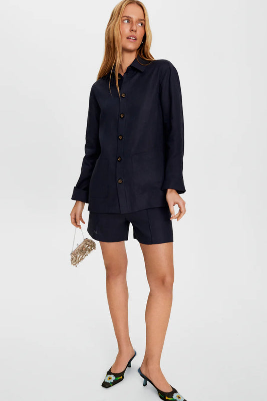 Unisex Linen Shorts in Navy