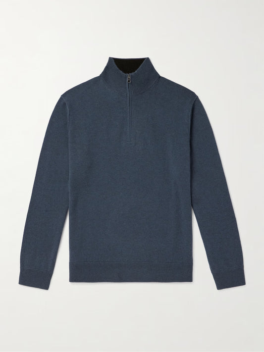 Men's Wool and Cashmere-Blend Half-Zip Trucker Sweater